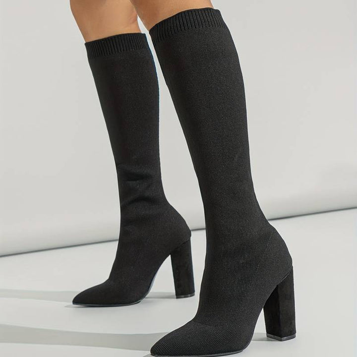 Nina | Women's Ribbed Knit Knee-High Sock Boots