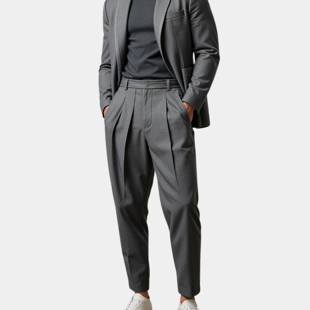 Lucas | Men's Tailored Double-Pleat Tapered Trousers