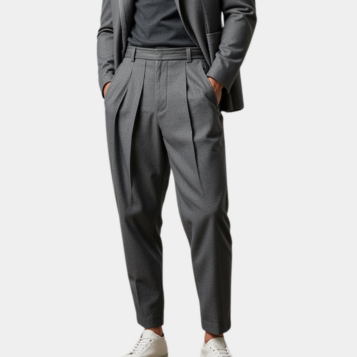 Lucas | Men's Tailored Double-Pleat Tapered Trousers