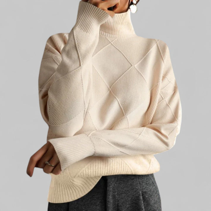 Iris | Women's Argyle Turtleneck Knit Sweater