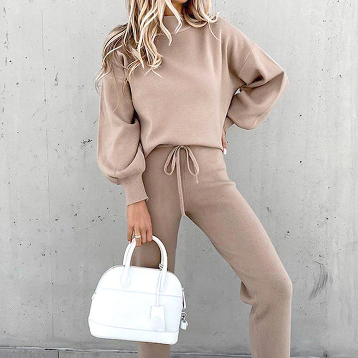Lola | Women's Chic Balloon Sleeve Knit Tracksuit Set