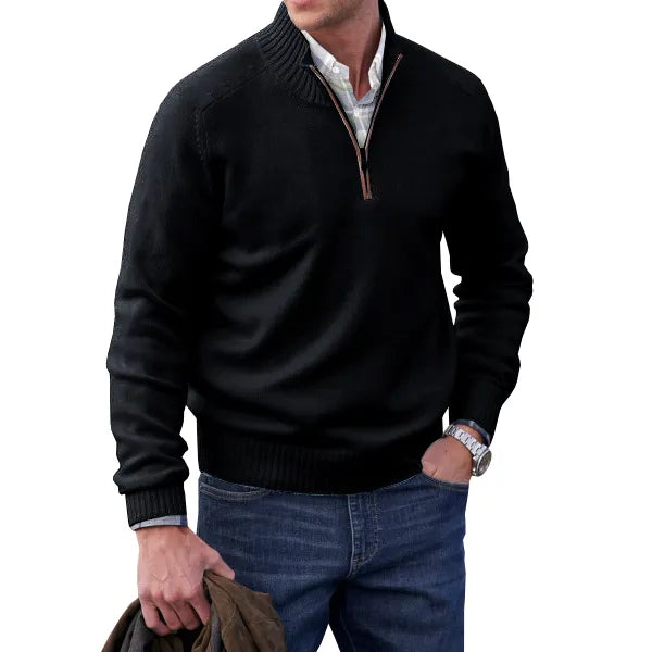 Jacob | Men's Cozy Quarter-Zip Mock Neck Sweater