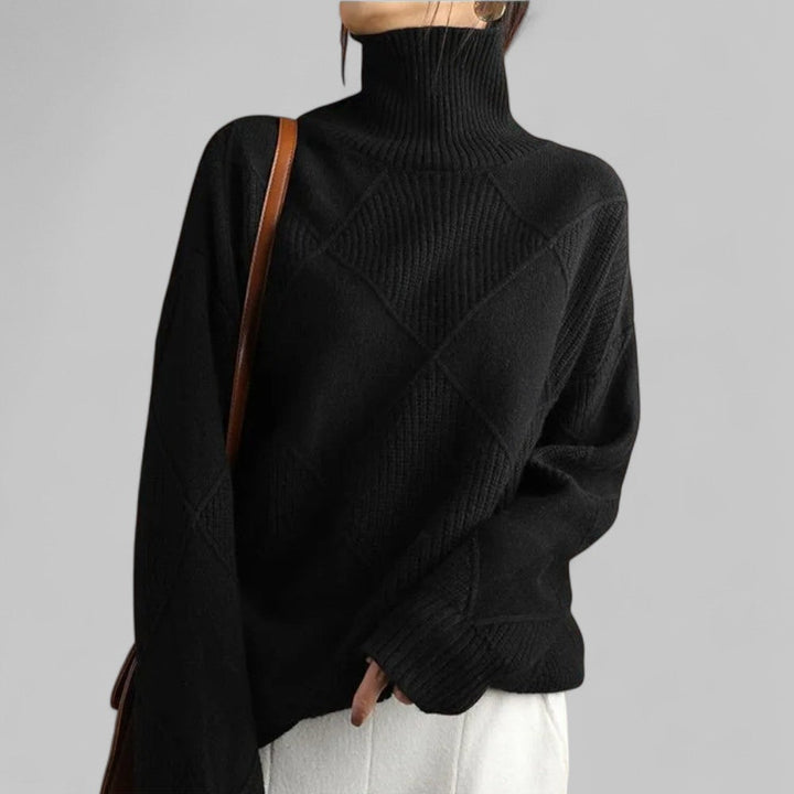 Iris | Women's Argyle Turtleneck Knit Sweater