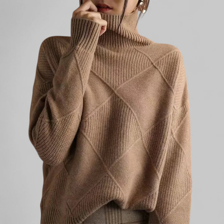 Iris | Women's Argyle Turtleneck Knit Sweater