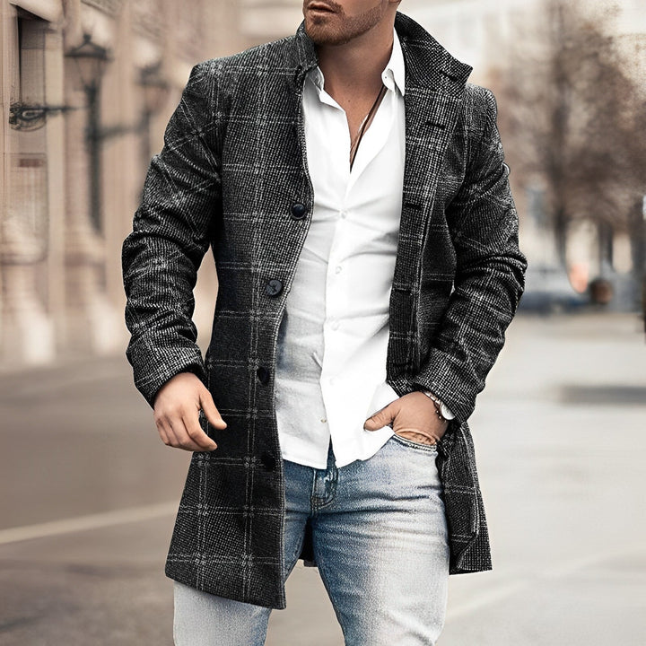 Leander | Men's Classic Notch Lapel Mid-Length Trench Coat