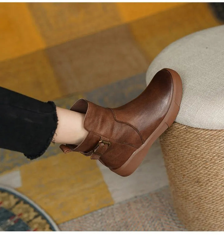 Carrie | Women's Chunky Leather Platform Ankle Boots