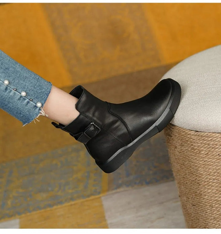 Carrie | Women's Chunky Leather Platform Ankle Boots