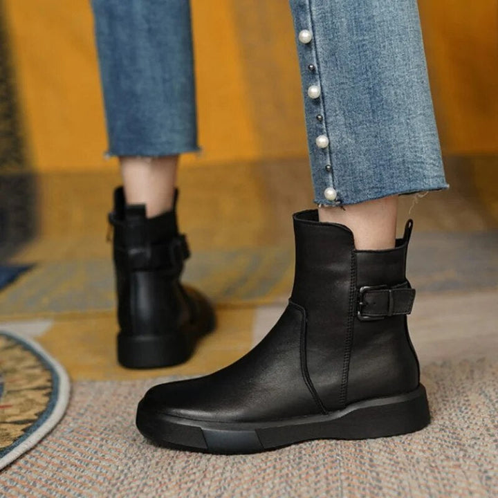 Carrie | Women's Chunky Leather Platform Ankle Boots