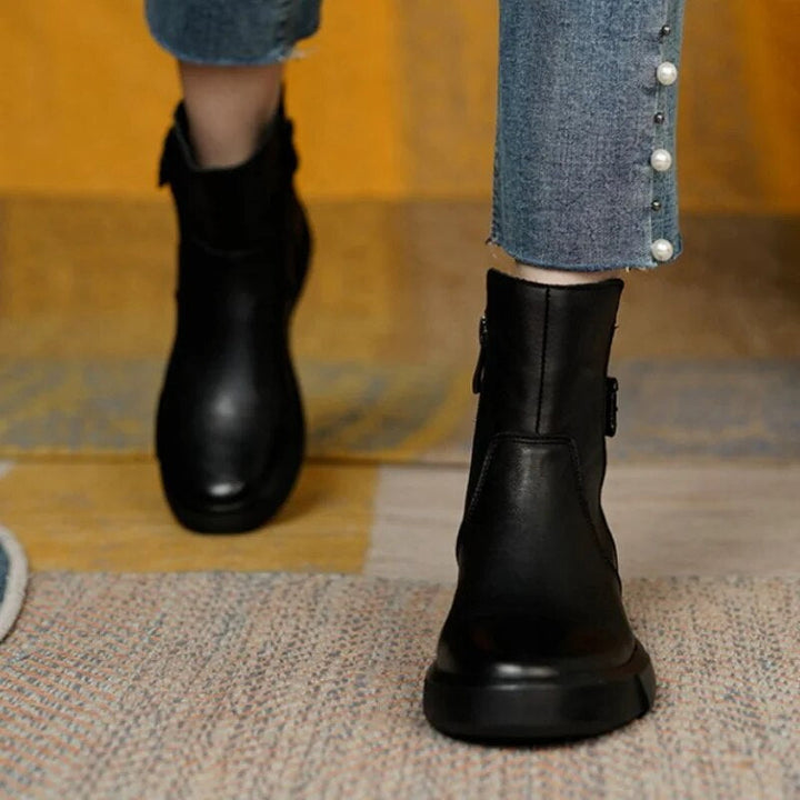 Carrie | Women's Chunky Leather Platform Ankle Boots