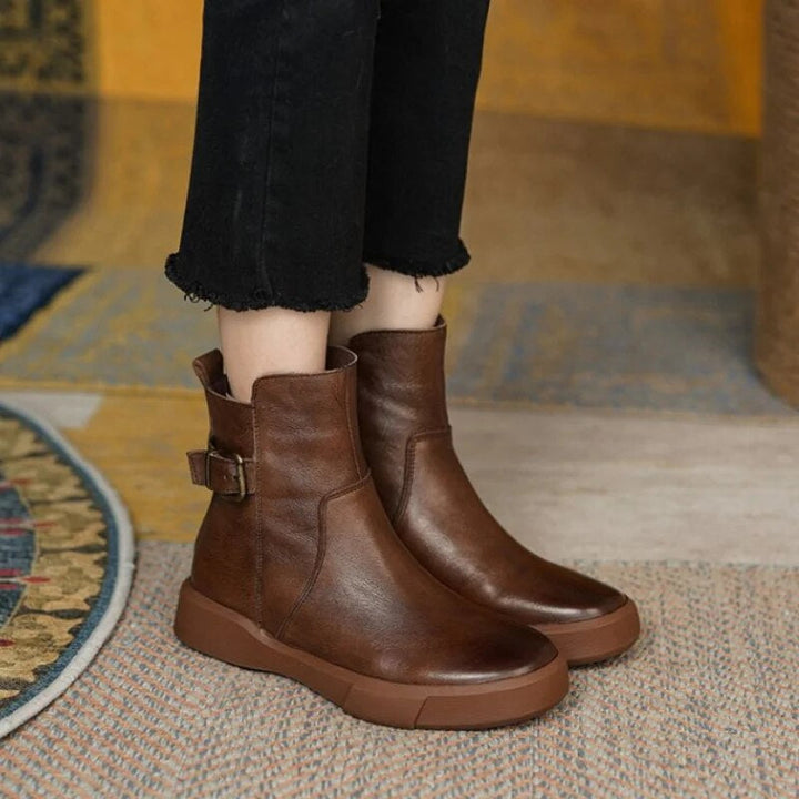 Carrie | Women's Chunky Leather Platform Ankle Boots