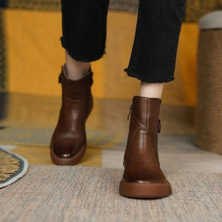 Carrie | Women's Chunky Leather Platform Ankle Boots