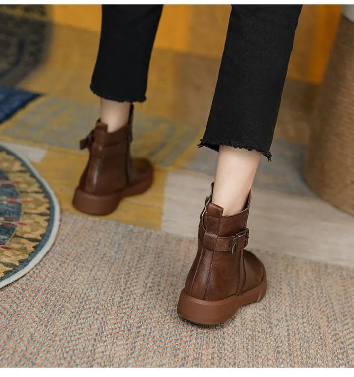 Carrie | Women's Chunky Leather Platform Ankle Boots