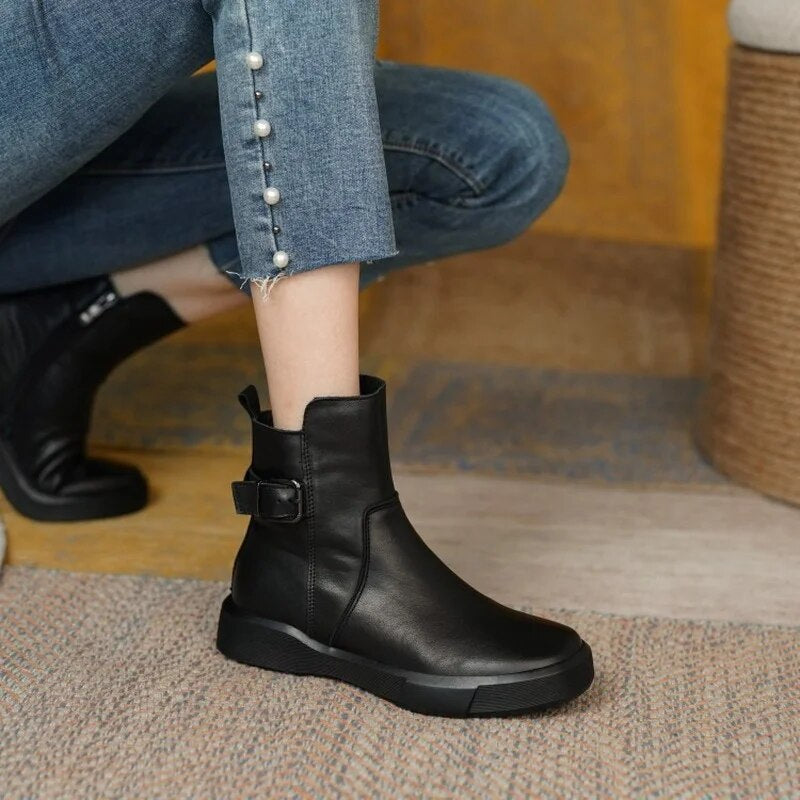 Carrie | Women's Chunky Leather Platform Ankle Boots