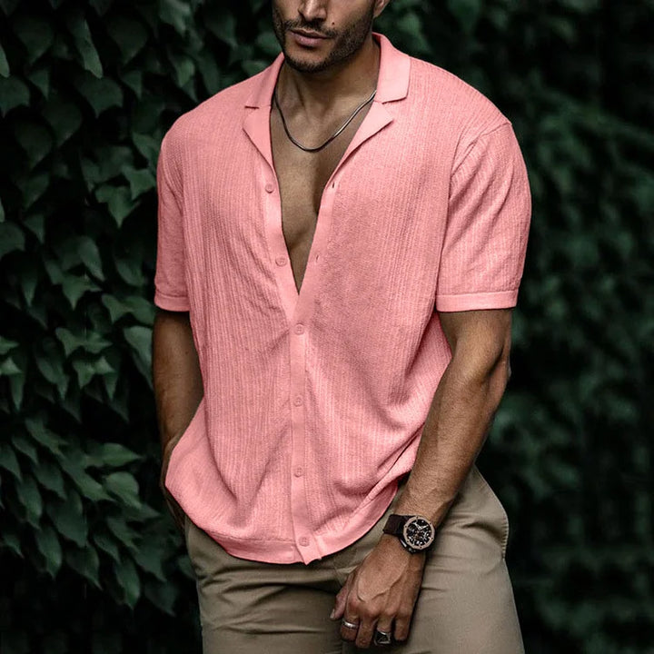 Carlo | Men's Short Sleeve Cuban Collar Button Down Shirt