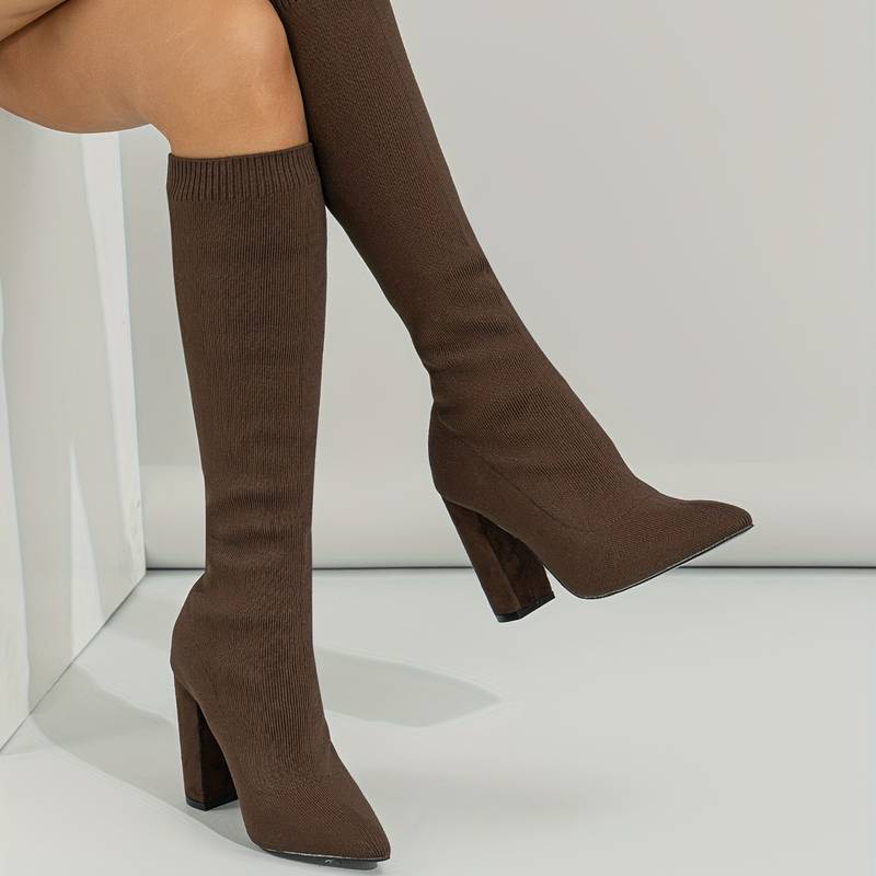 Nina | Women's Ribbed Knit Knee-High Sock Boots