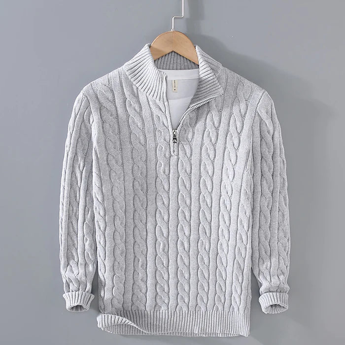 Emmett  | Men's Textured Cable Knit Half-Zip Sweater