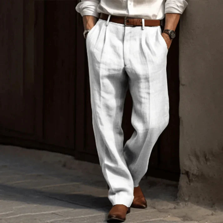 Aries | Men's Lightweight Double-Pleated Linen Trousers