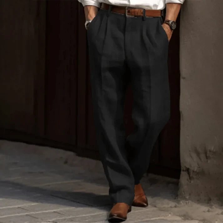 Aries | Men's Lightweight Double-Pleated Linen Trousers