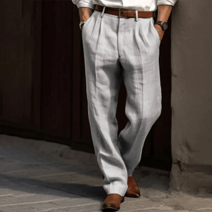 Aries | Men's Lightweight Double-Pleated Linen Trousers