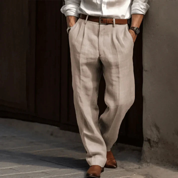 Aries | Men's Lightweight Double-Pleated Linen Trousers