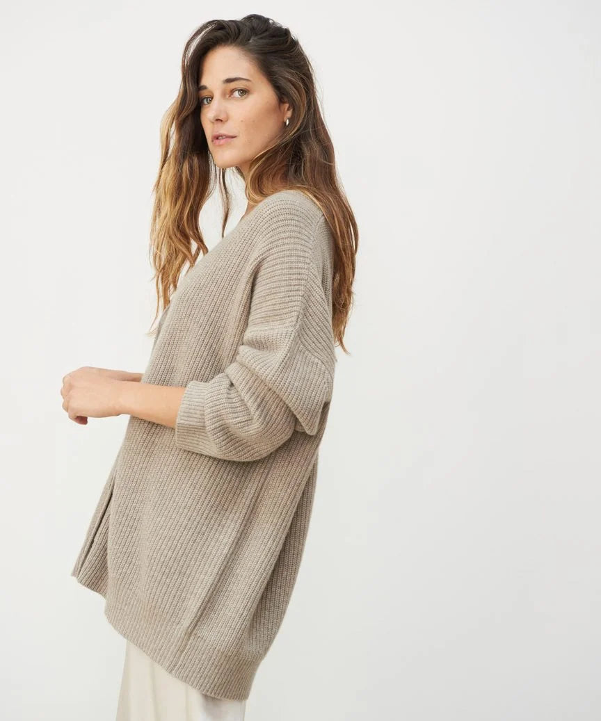 Nicole | Women's Oversized Ribbed V-Neck Cardigan