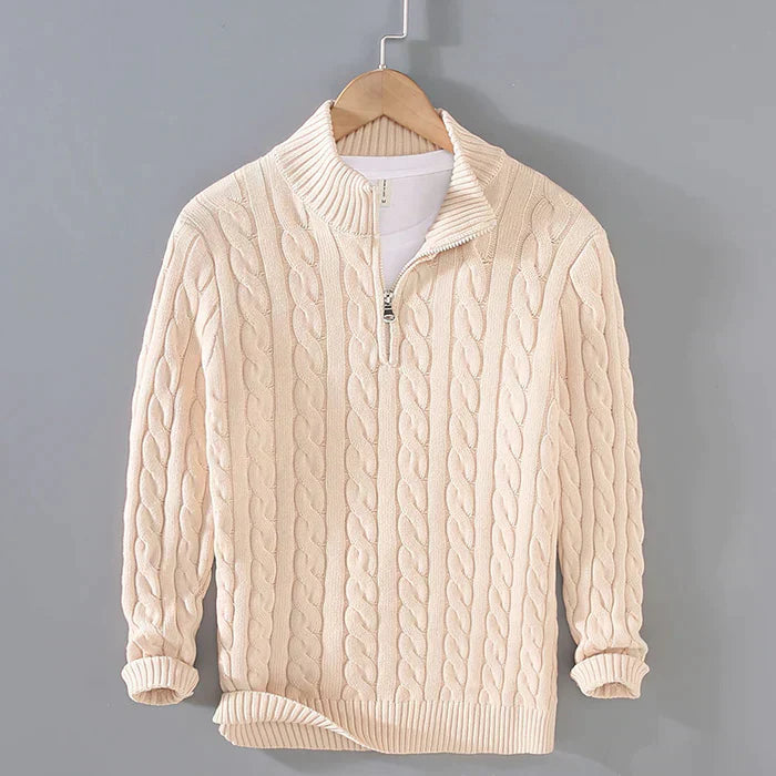 Emmett  | Men's Textured Cable Knit Half-Zip Sweater