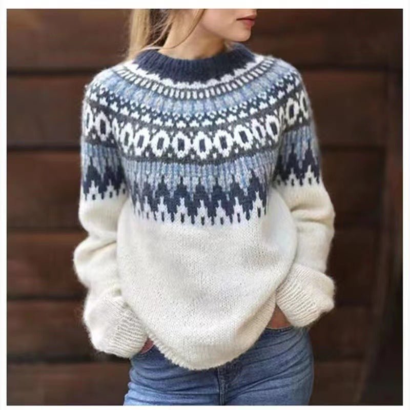 Ingrid | Women's Nordic Pattern Chunky Knit Sweater