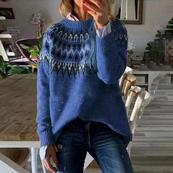 Ingrid | Women's Nordic Pattern Chunky Knit Sweater
