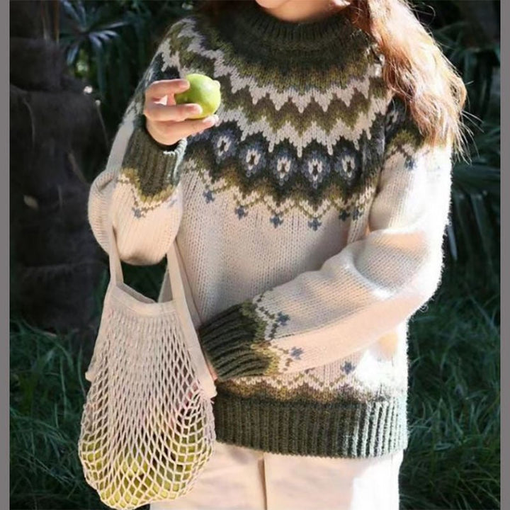 Ingrid | Women's Nordic Pattern Chunky Knit Sweater