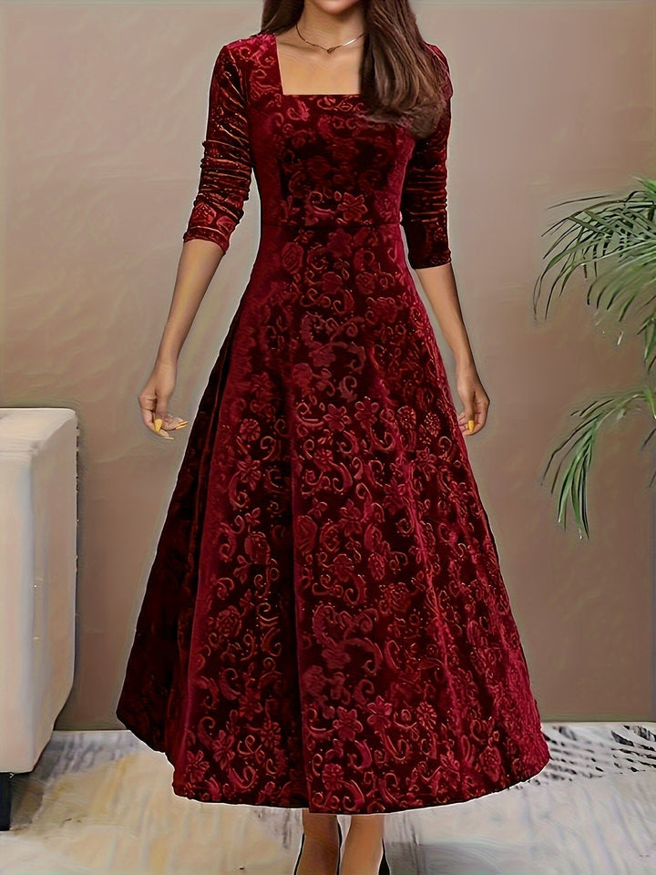 Adelaide | Women's Embroidered Velvet Maxi Dress