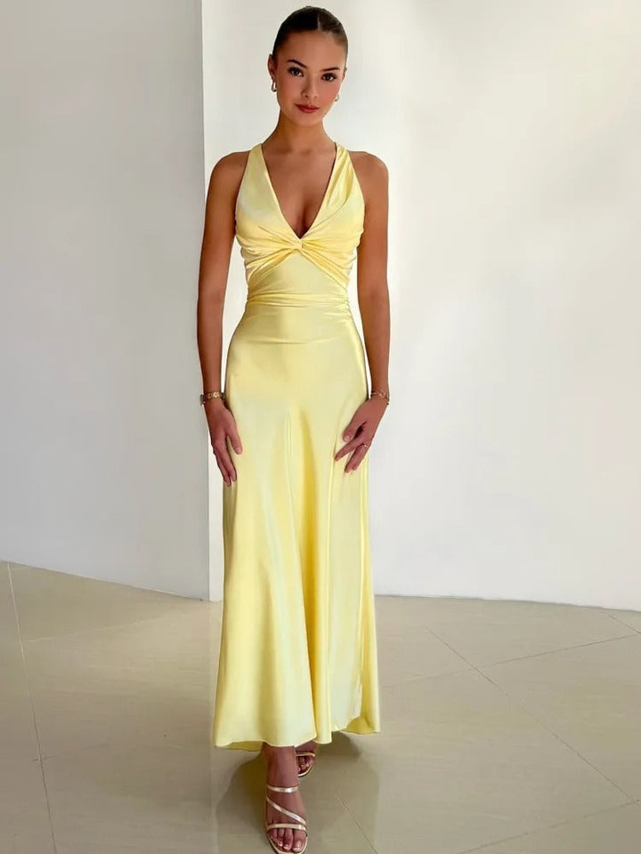Corinne | Women's Elegant Summer Backless Satin Dress