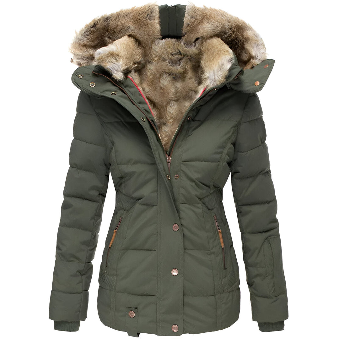 Sage | Women’s Faux Fur Hood Slim Puffer Jacket