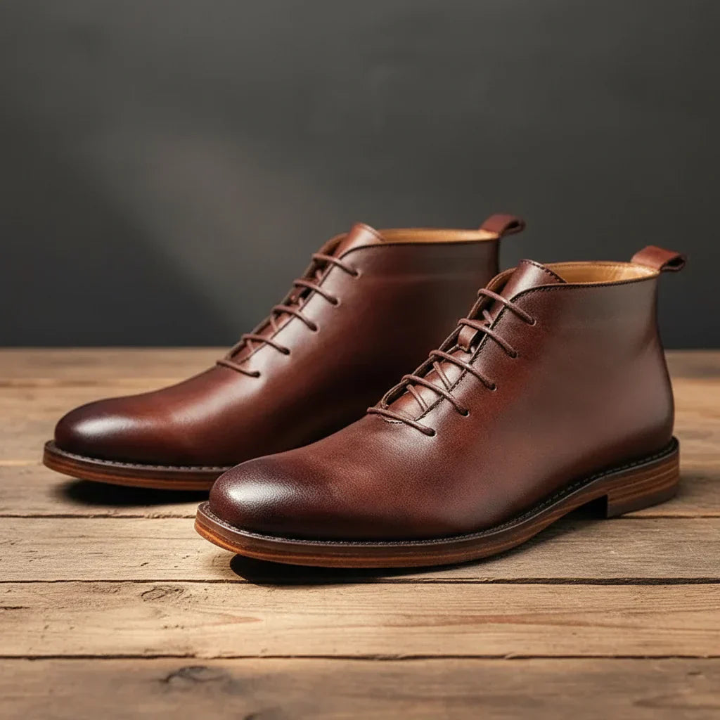 Caspian | Men's Polished Leather Chukka Ankle Boots