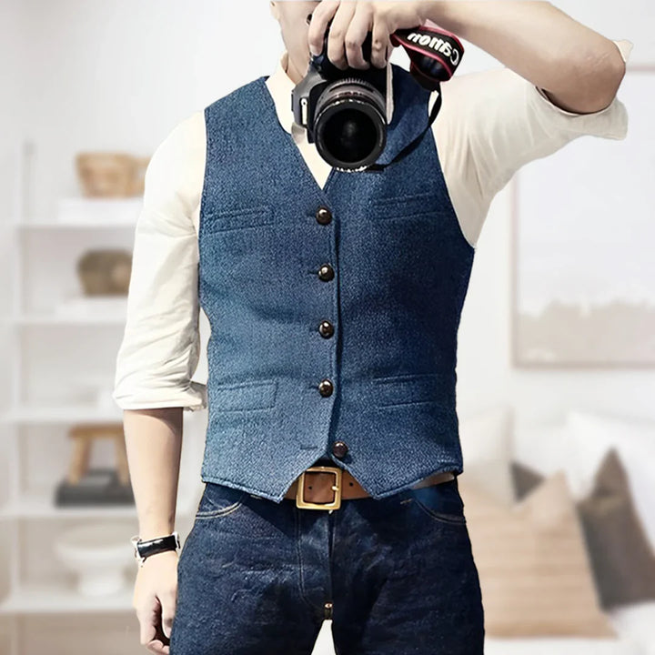Theodore | Men's Slim Fit Herringbone Tweed Waistcoat