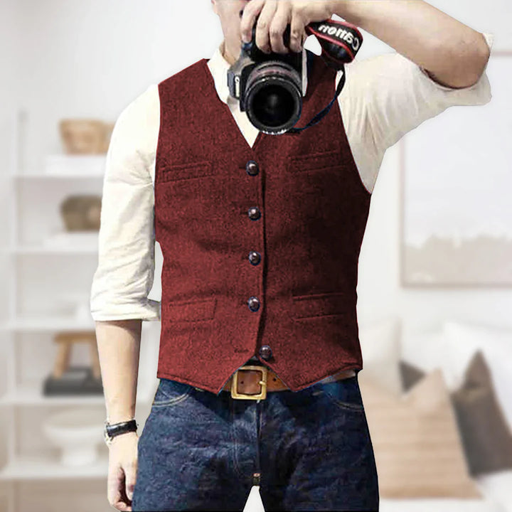 Theodore | Men's Slim Fit Herringbone Tweed Waistcoat