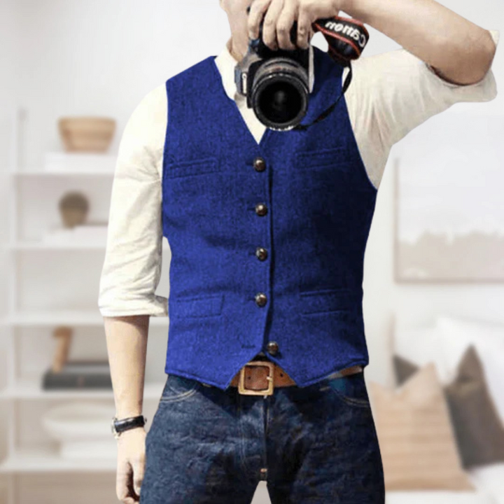 Theodore | Men's Slim Fit Herringbone Tweed Waistcoat
