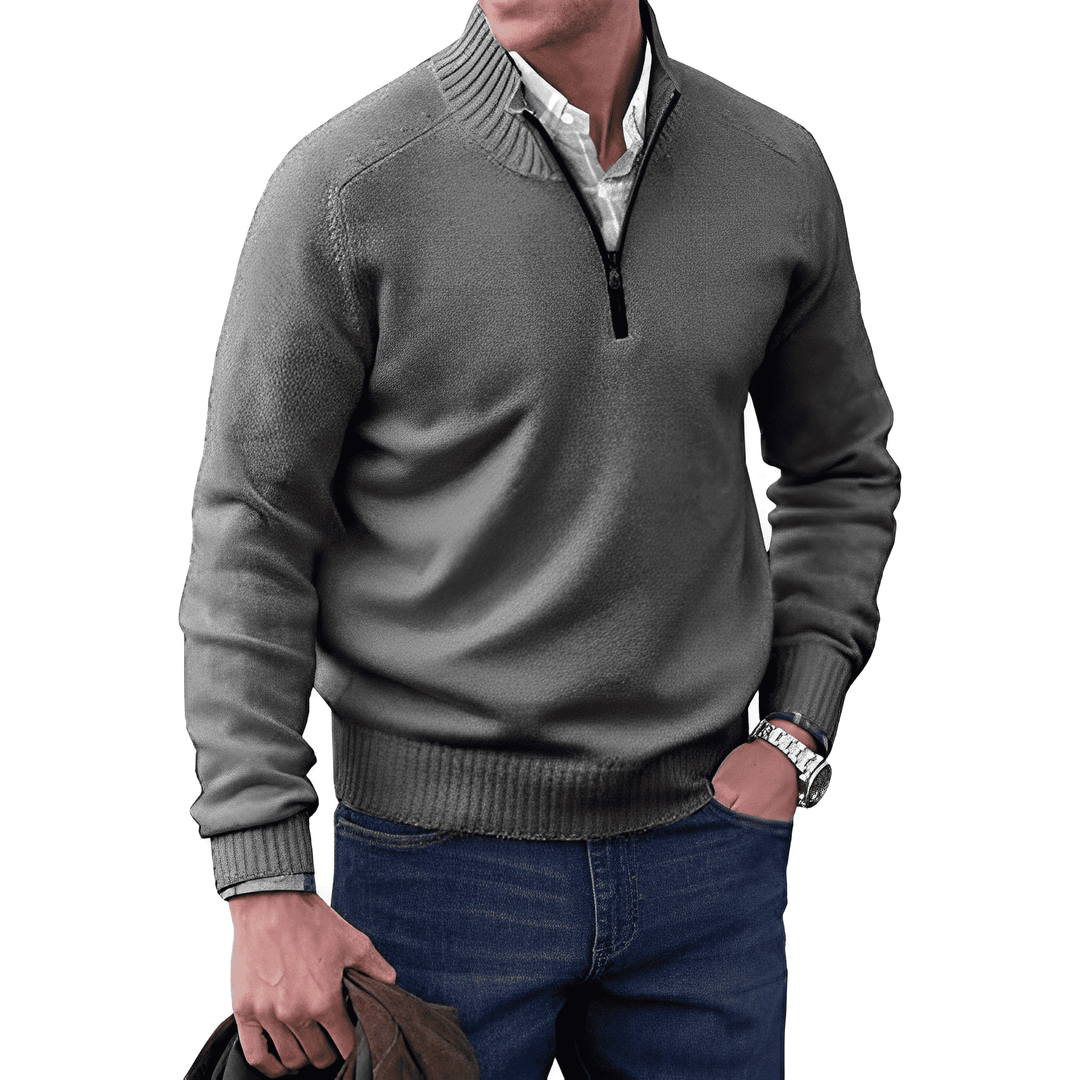 Ellis | Men's Warm Wool-Blend Quarter-Zip Pullover Sweater