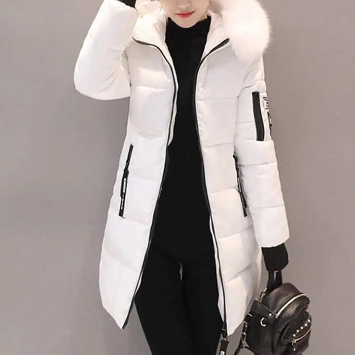 Kaia | Women's Slim Hooded Puffer Coat with Faux Fur