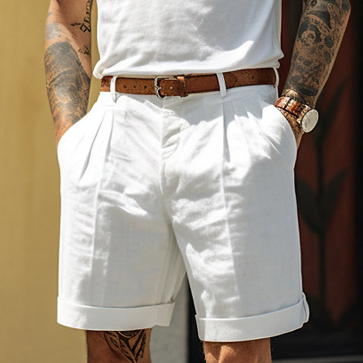Victor | Men's Tailored Linen-Blend Pleated Shorts