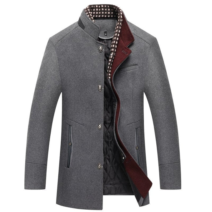 Edward | Men's Modern Mandarin Collar Wool Overcoat