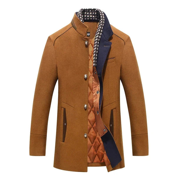 Edward | Men's Modern Mandarin Collar Wool Overcoat
