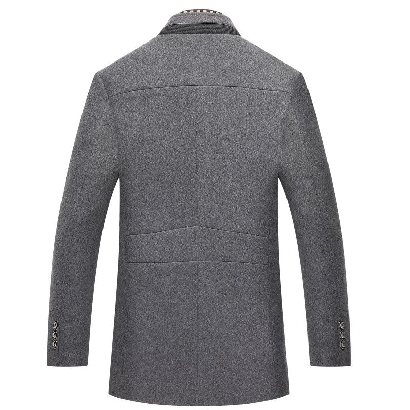Edward | Men's Modern Mandarin Collar Wool Overcoat