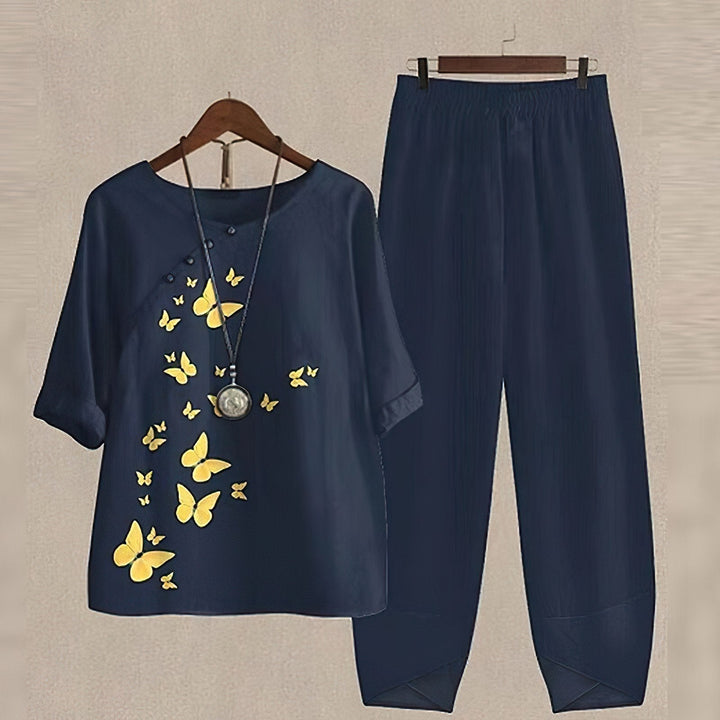 Adeline | Women's Chic Summer Button-Down & Palazzo Pant Set