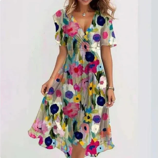 Judy | Women's Floral Boho Wrap Midi Dress