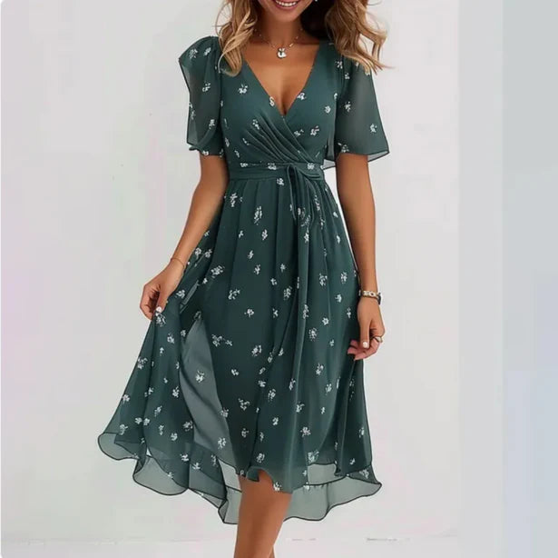 Judy | Women's Floral Boho Wrap Midi Dress