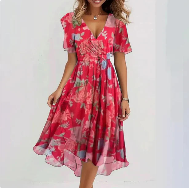 Judy | Women's Floral Boho Wrap Midi Dress