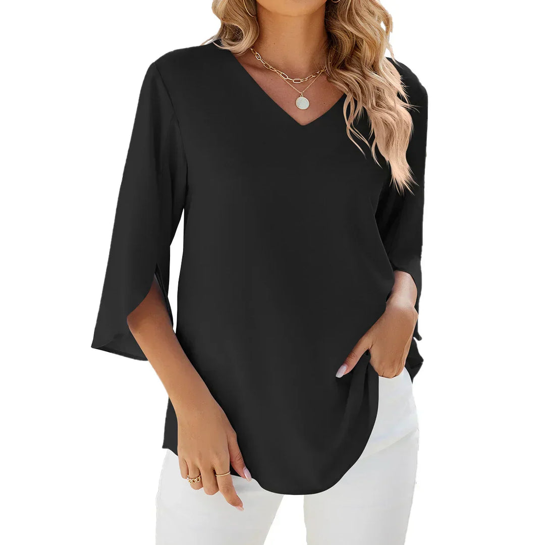 Emelia | Women's Flowy V-Neck Split-Sleeve Blouse