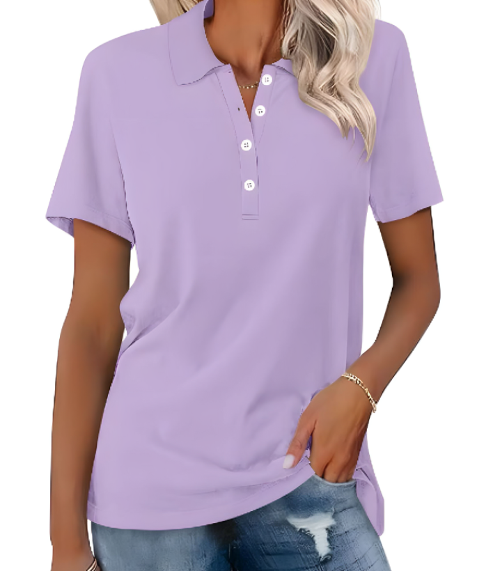 Ginger | Women's Classic Cotton Polo Shirt with Side Slits