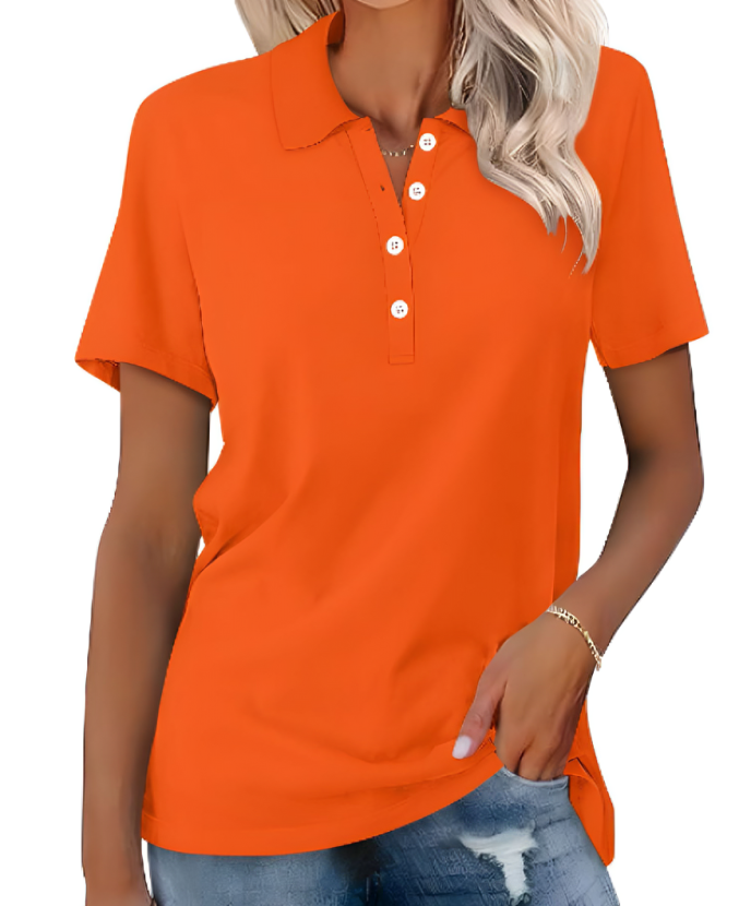 Ginger | Women's Classic Cotton Polo Shirt with Side Slits
