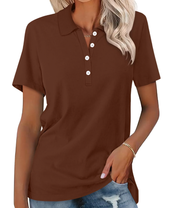 Ginger | Women's Classic Cotton Polo Shirt with Side Slits